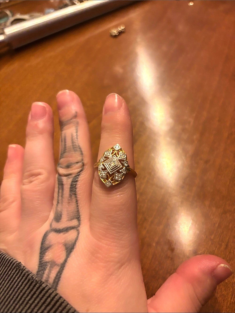 Art Deco Style 18K Plated Ring